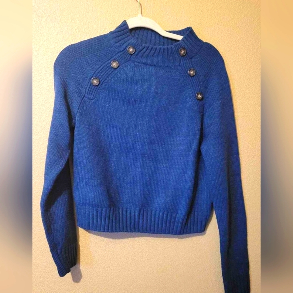 S copper key blue knitted sweater